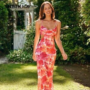 SHEIN Floral Maxi Dress - Red and Pink